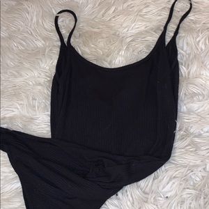 BLACK RIBBED BODYSUIT BY AE